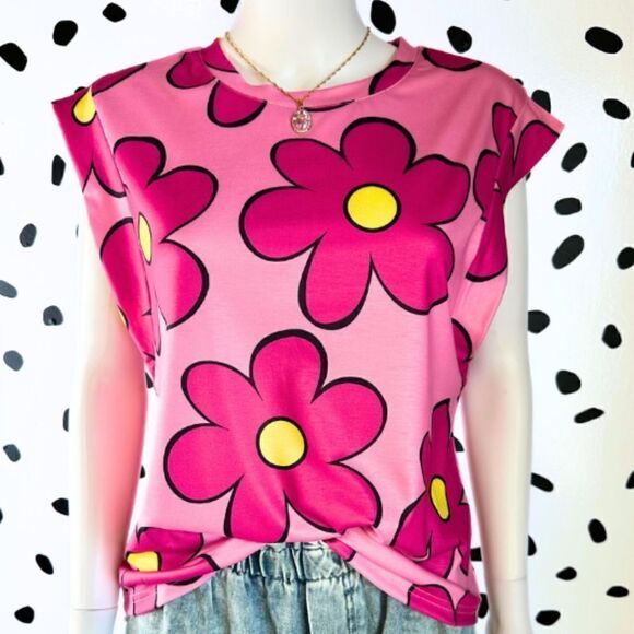 Pink Poppy Cap Sleeve Tee - Picture 3 of 6